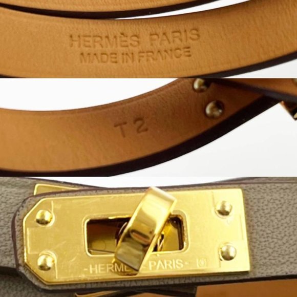 Hermes Brand New Gold Turnlock Taupe Mini Kelly Double Tour Bracelet - Picture 3 of 3